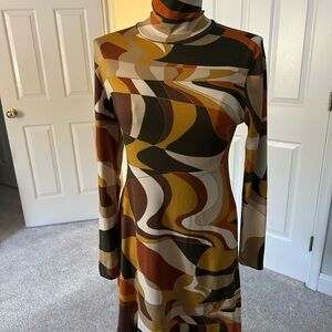 Multicolor Abstract Patterned Dress